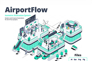 AirportFlow-Isometric Illustration, a Transportation Illustration by Creative Graphics