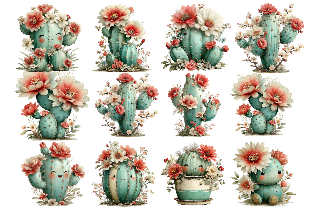 Whimsical Summer Cactus Clipart, an Illustration by DreamArtGraphic (Photo 5 of 5)