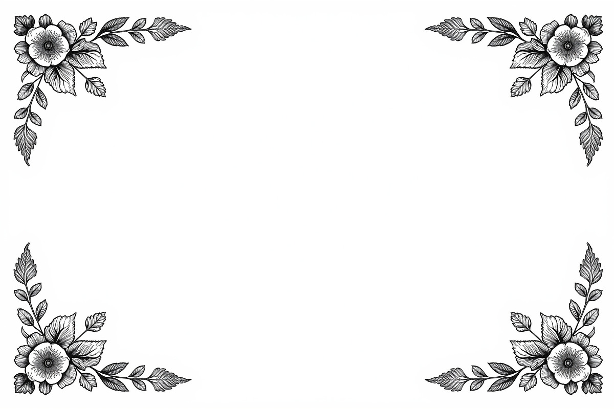 Flower Silhouette Frame Bundle, an Illustration by Creativeshirt (Photo 6 of 9)