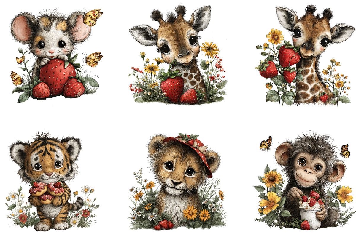 Cute Safari Animals Clipart, an Animal Illustration by Designking (Photo 3 of 5)