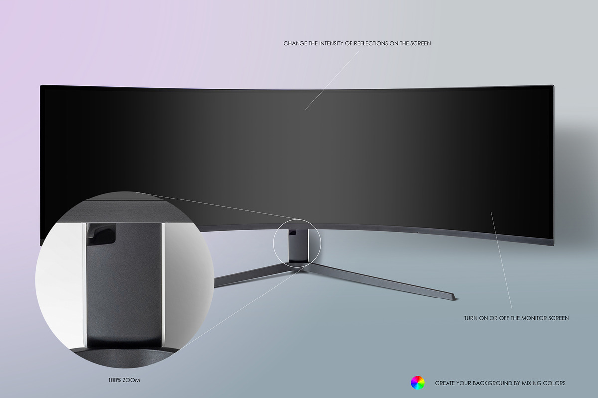 Ultrawide Curved Monitor Mockup 10K, a Product Mockup by Zabiegala MP (Photo 6 of 9)