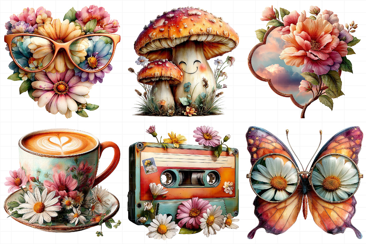 Whimsical Retro Spring Clipart, an Illustration by Daily.Designs (Photo 5 of 6)