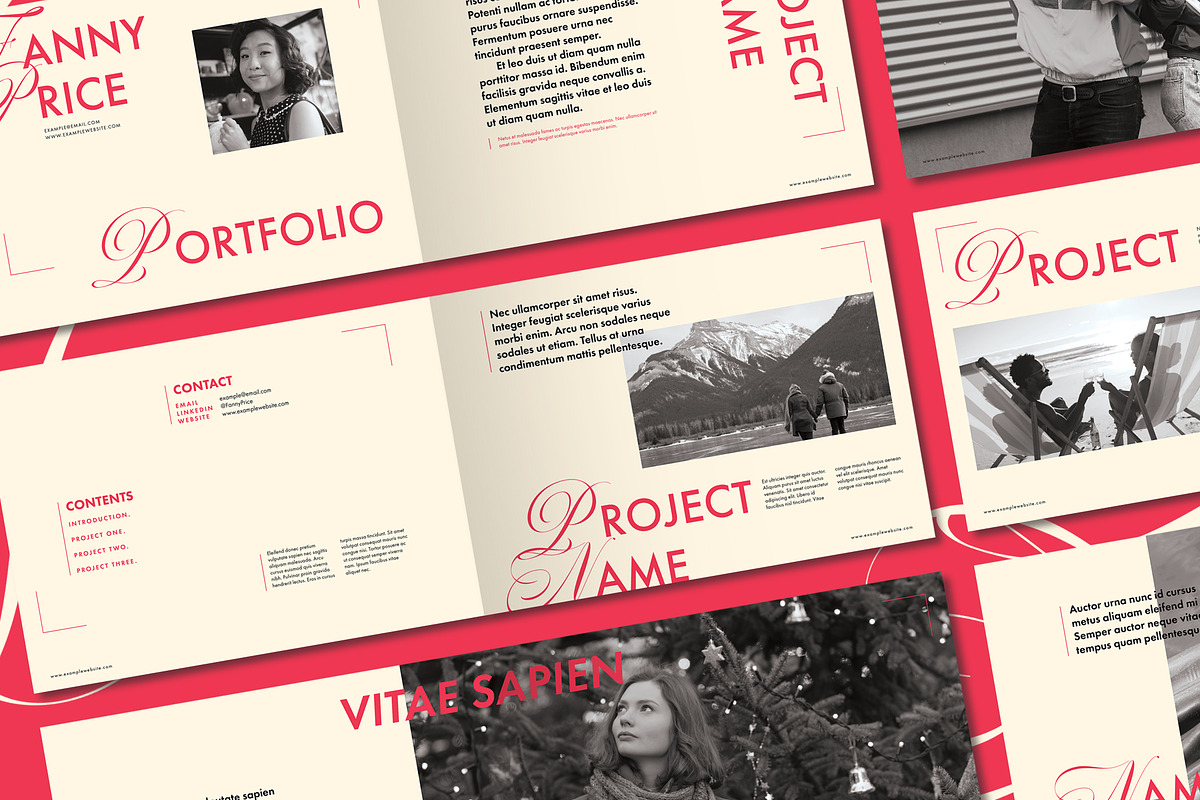 Cream Portfolio with Red Accents