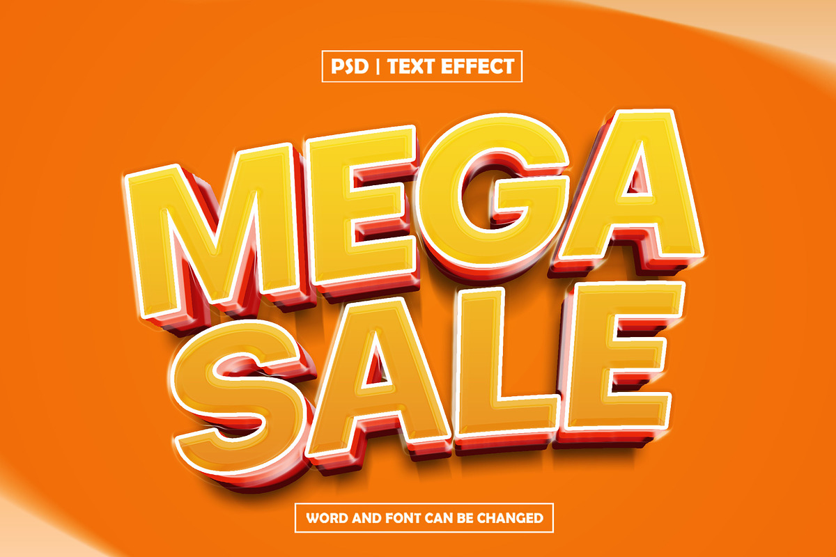 Mega sale 3d text effect for promo, a Layer Style Add-On by AP Market (Photo 1 of 2)