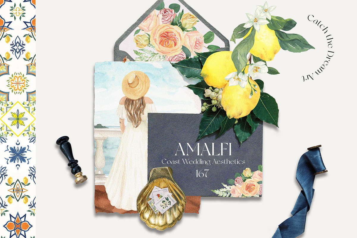 Amalfi Coast Mediterranean Wedding, a Decorative Illustration by Catch the Dream Art (Photo 1 of 17)