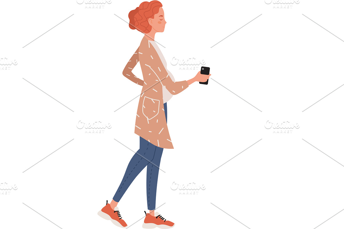 pregnant woman with mobile phone, a Healthcare Illustration by vectorpointstudio