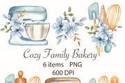 Watercolor blue Baking Clipart Set, an Illustration by ViolettaKh (Thumbnail 3 of 9)