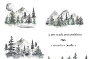 Watercolor Forest Collection, a Texture Illustration by MayaNavits (Thumbnail 5 of 10)