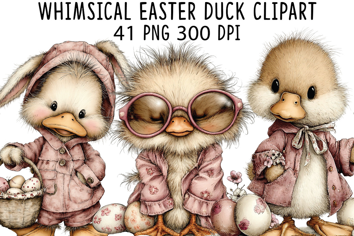 Whimsical Easter Duck Clipart, an Illustration by CraftArtStudio (Photo 1 of 6)