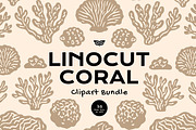 Linocut Coral Clipart Bundle, an Illustration by ClayStudio (Thumbnail 1 of 8)