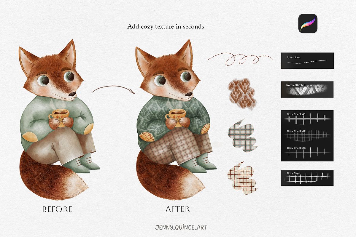 Cozy Procreate Brushes Bundle, a Brush Add-On by Jenny Quince (Photo 10 of 17)