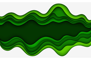 Green paper cut waves, a Decorative Illustration by Buch&Bee