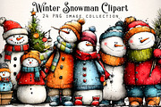 Winter Snowman Clipart PNG, an Illustration by Dream Creation (Thumbnail 1 of 7)