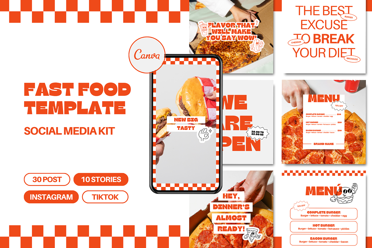 Fast Food Instagram Template Kit, a Social Media Template by Mila Estudio (Photo 1 of 6)