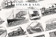 Vintage Steam and Sail Clipart, a Transportation Illustration by Century Library (Thumbnail 1 of 8)
