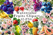 Watercolor Fruits Clipart, an Illustration by Libby Wishes (Thumbnail 1 of 7)