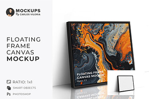 Floating Square Frame Canvas Mockup, a Household Mockup by Mockups by Carlos Viloria