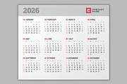 Wall Calendar 2026 (WC037-26-S), a Stationery Template by mikhailmorosin (Thumbnail 7 of 8)
