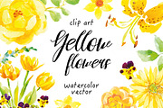 Yellow flowers clip art, an Illustration by OJardin (Thumbnail 1 of 2)