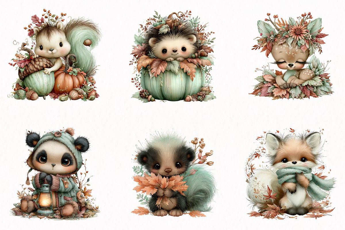 Fall Woodland Animal Clipart, a Seasonal Illustration by fashionaddict (Photo 3 of 7)