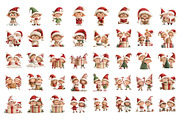 Whimsical Christmas Elves Clipart, a Seasonal Illustration by Nicolle's Colorful Art (Thumbnail 4 of 6)