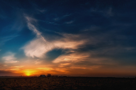 Sunset at the farm containing sunset, sunrise, and sky, a Nature Photo by Jeff Schwartz Photography