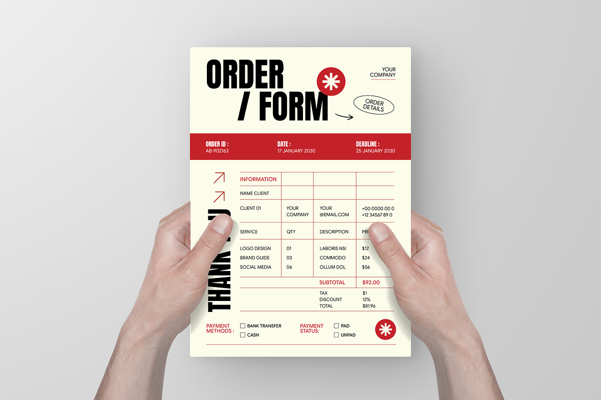 Cream Red Modern Purchase Order Form, a Flyer Template by Annora Studio (Photo 5 of 6)