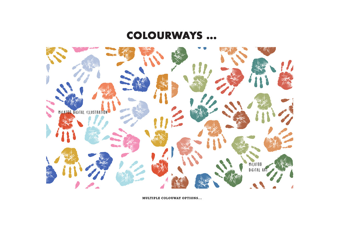 Messy DIY HandPrints Kids pattern, a Pattern Graphic by Milatoo (Photo 2 of 4)