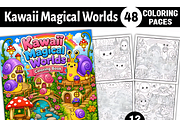 Kawaii Magical Worlds Coloring, a Decorative Illustration by Coco Bloom (Thumbnail 1 of 8)