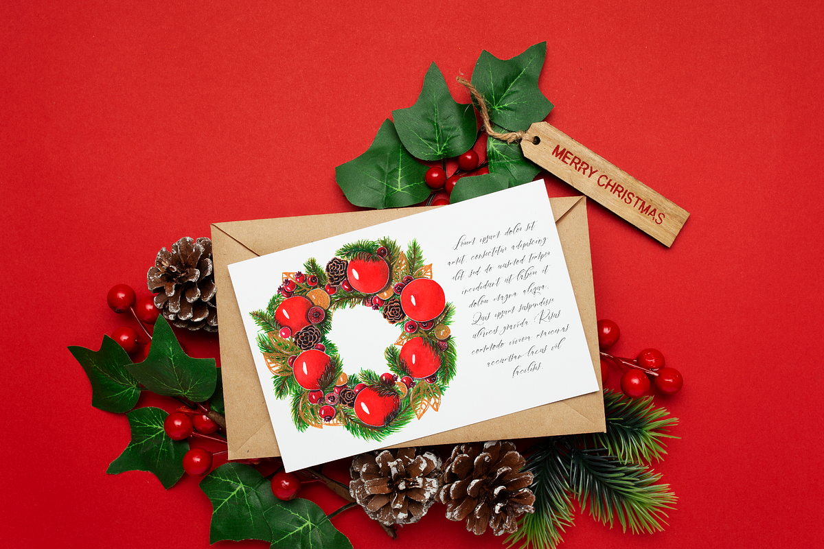 Watercolor Christmas wreath png, an Illustration by AnastasiaWatercolor (Photo 4 of 5)