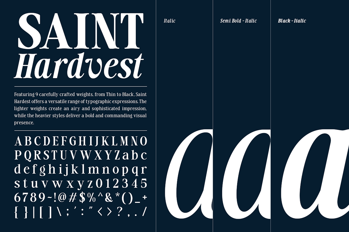 Saint Hardvest – High Contrast Serif, a Serif Font by roomspace creative lab (Photo 9 of 11)