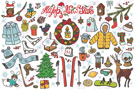 New year season.Doodle elements