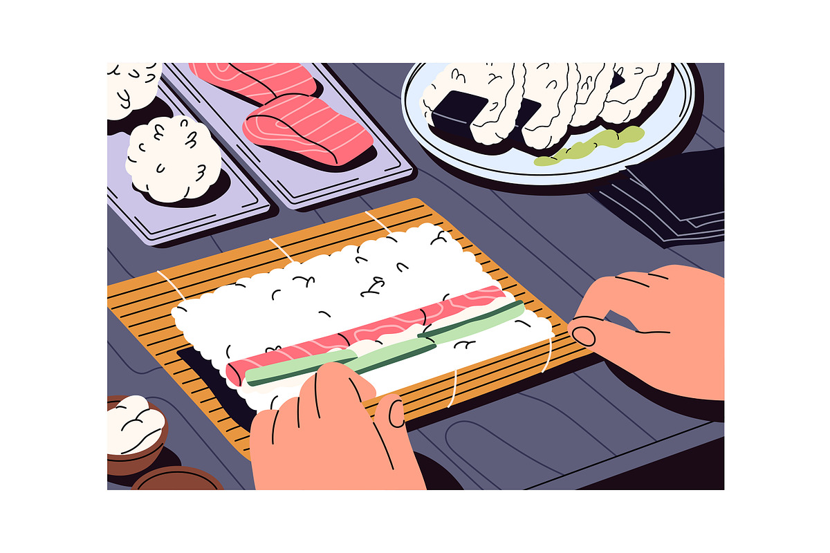 Hands cooking food, top view set, a Food Illustration by PaperTrident (Photo 8 of 8)