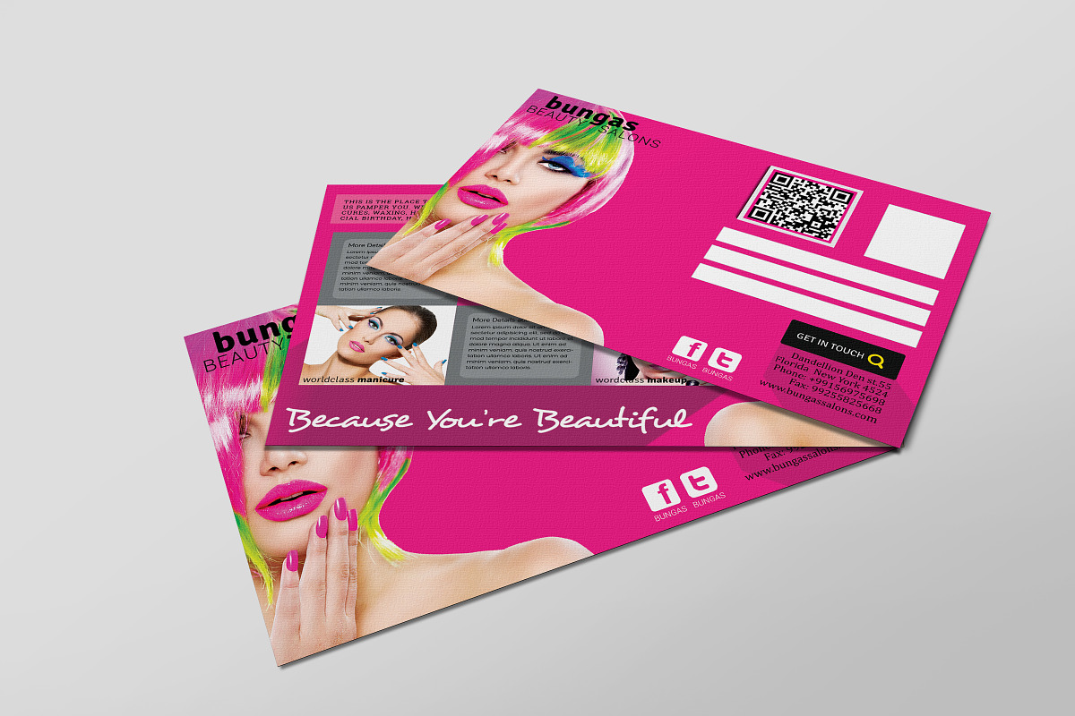 Flat Style Beauty Salons PostCard, a Card Template by Design Addict (Photo 4 of 4)