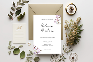 Floral Minimal Wedding Invite Card