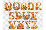 Pumpkin Alphabet Wedding Invitation, a Seasonal Illustration by GlamArtZhanna (Thumbnail 6 of 7)