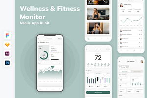 Wellness Fitness Monitor App UI Kit, an UI Kit Template by uicube
