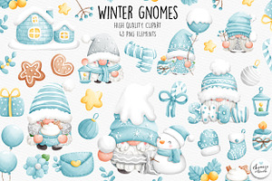 Winter Gnome Clipart, Gnome Clipart