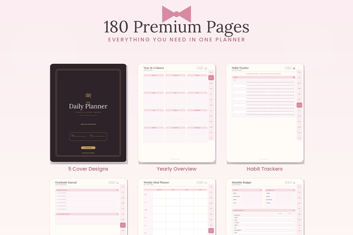 Pink Daily Planner | Hyperlinked, a Poster Template by HeavensStar (Photo 6 of 12)