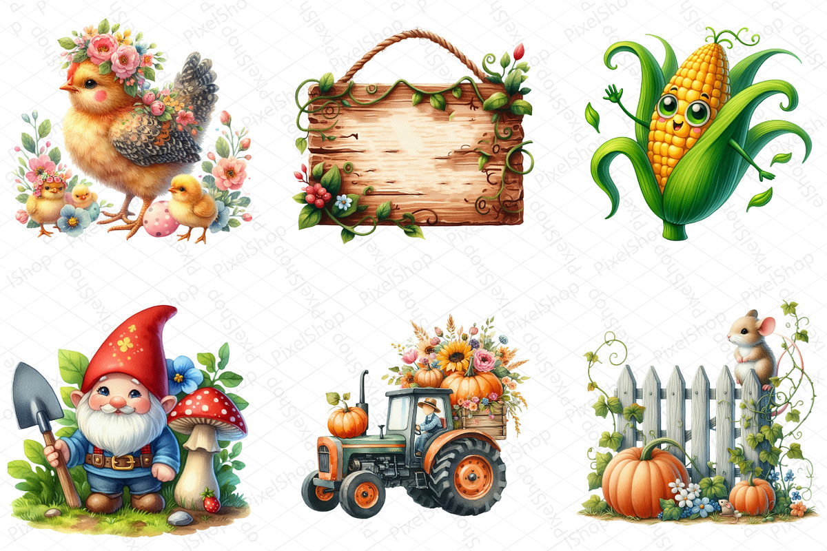 Cute Farm Garden Clipart, an Illustration by DreamPrint404 (Photo 3 of 6)