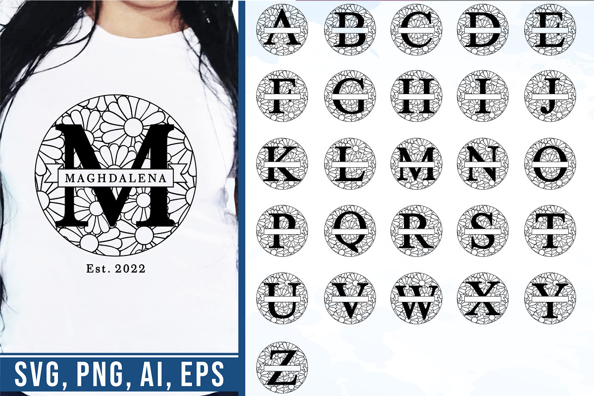 Split Monogram Letter SVG Bundle, an Object Graphic by D2PUTRI (Photo 3 of 19)