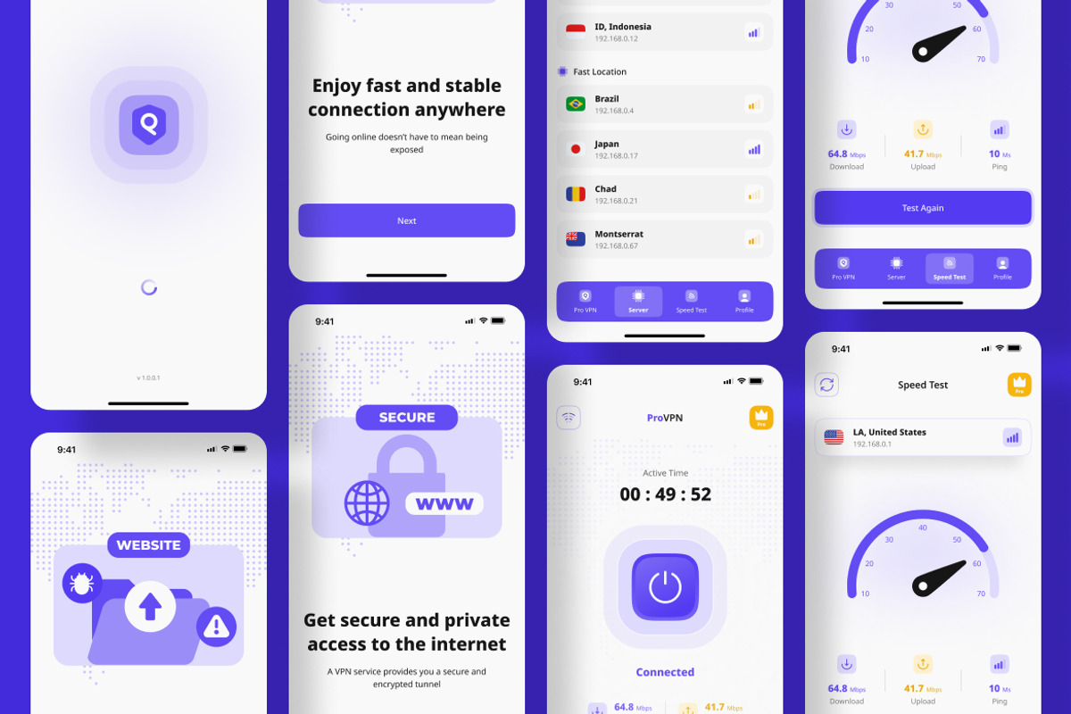 VPN App Mobile UI KIT, an App Template by UICreative (Photo 2 of 4)