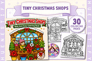 Tiny Christmas Shops Coloring Book, a Seasonal Illustration by HueNestify (Thumbnail 1 of 4)