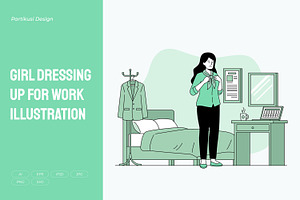 Girl Dressing Up for Work, a Person Illustration by Partikusi Design