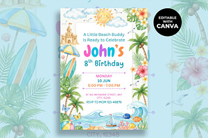 Beach Birthday Invitation, an Invitation Template by M9 Design