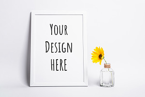 White empty picture frame mock up