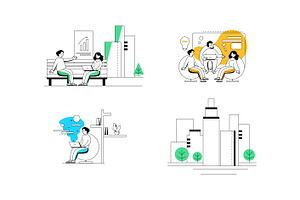 Business Teamwork Illustration Set