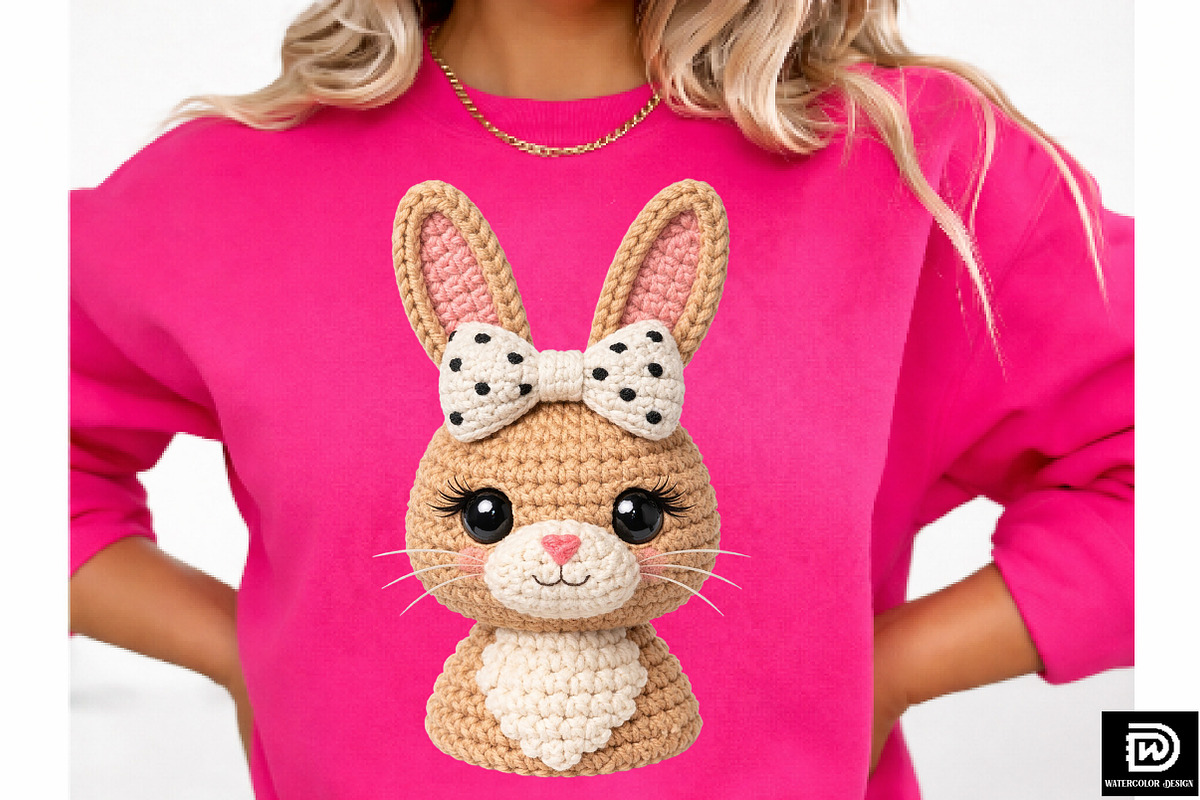 Yarn Crochet Easter Bunny PNG, an Illustration by Watercolor design (Photo 4 of 4)