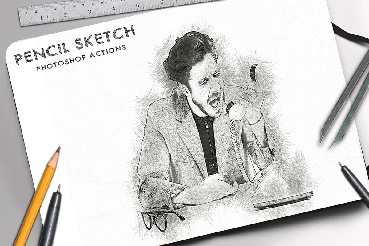 30 Modern Sketch Photoshop Actions, an Action Add-On by Jacpot007 (Photo 20 of 26)