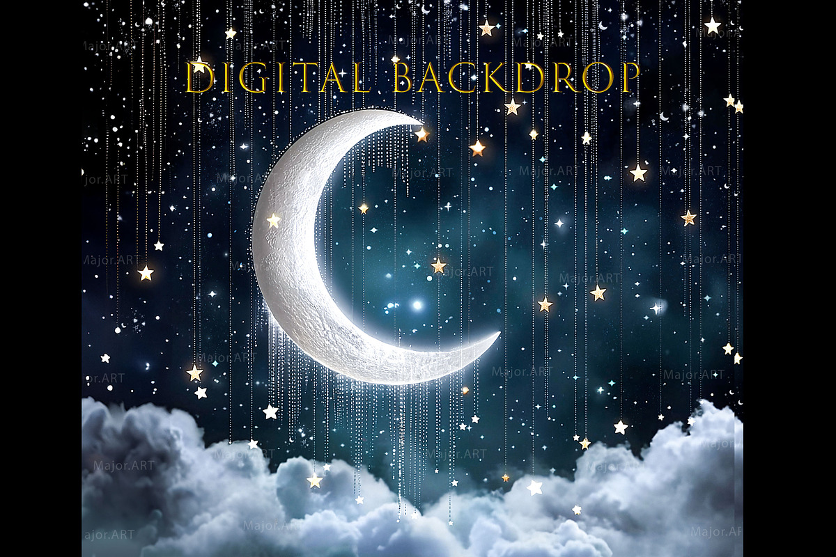 Digital Backdrop,Night moon Backdrop, a Background Graphic by MajorArtTm (Photo 3 of 4)